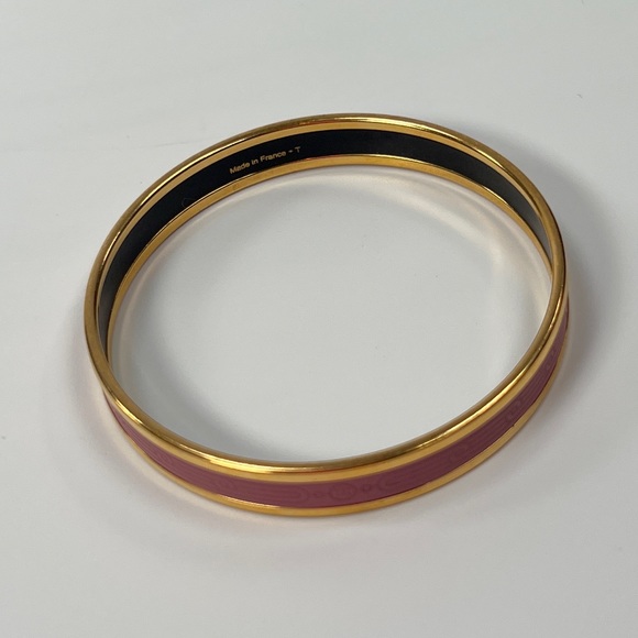 Hermes Mauve Pink Rallye Printed Enamel Bangle - Picture 3 of 4